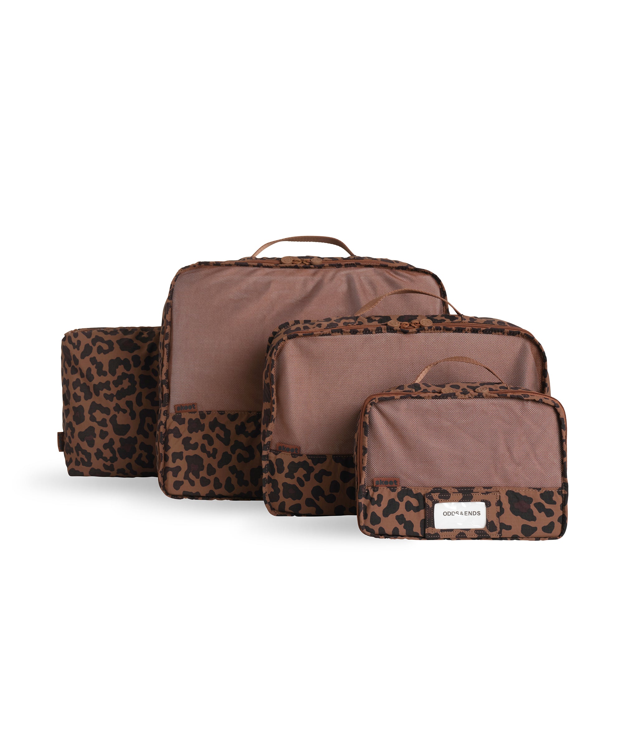 Skoot Trunk Packing Cubes Sizes in Leopard