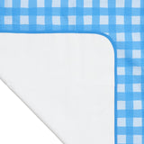 Skoot blue gingham picnic size mat detail and underside flipped corner