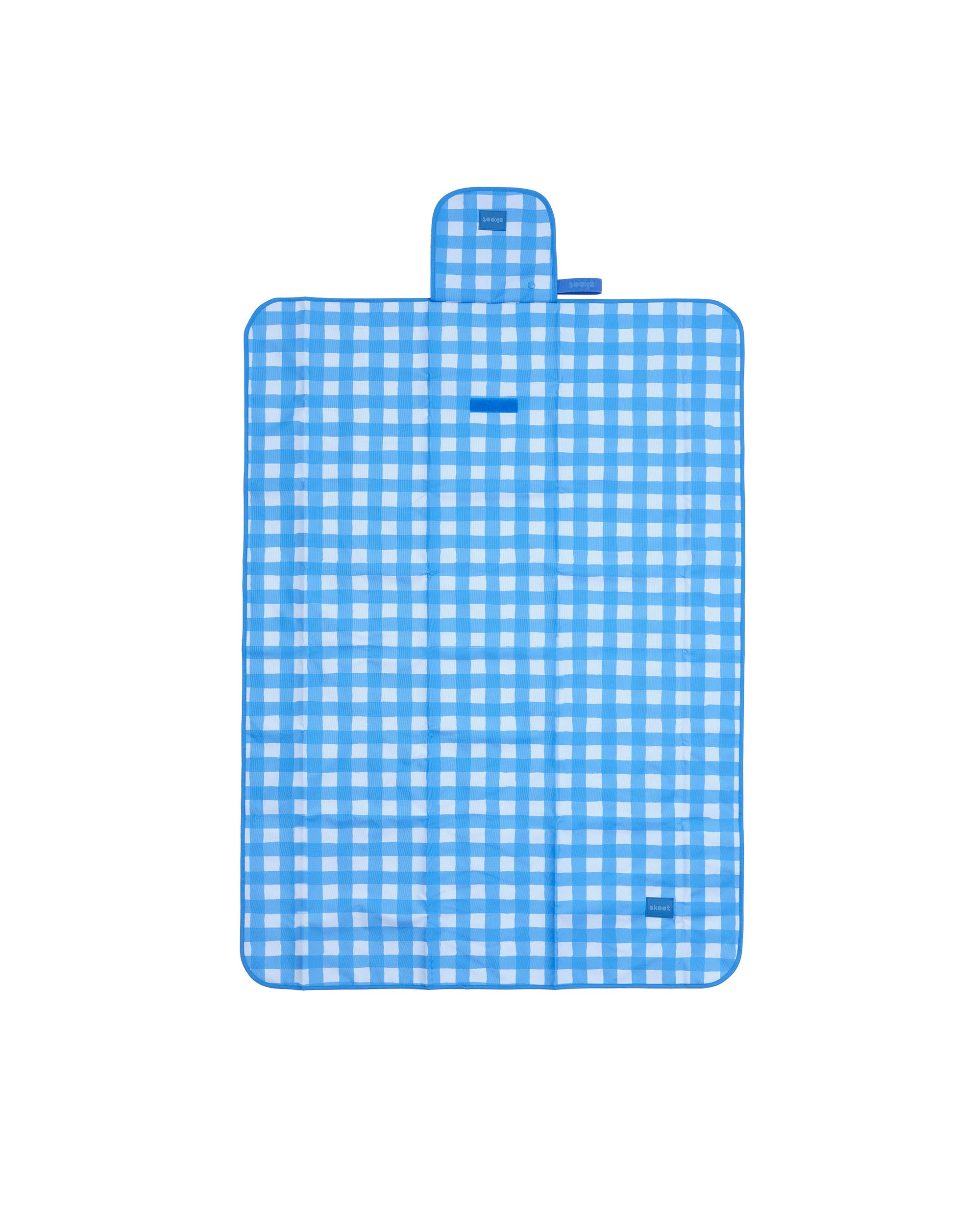 skoot blue gingham snack size mat laying flat