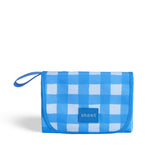 skoot blue gingham snack size mat folded up