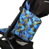 skoot blue camo diaper caddy zip pouch hanging from stroller