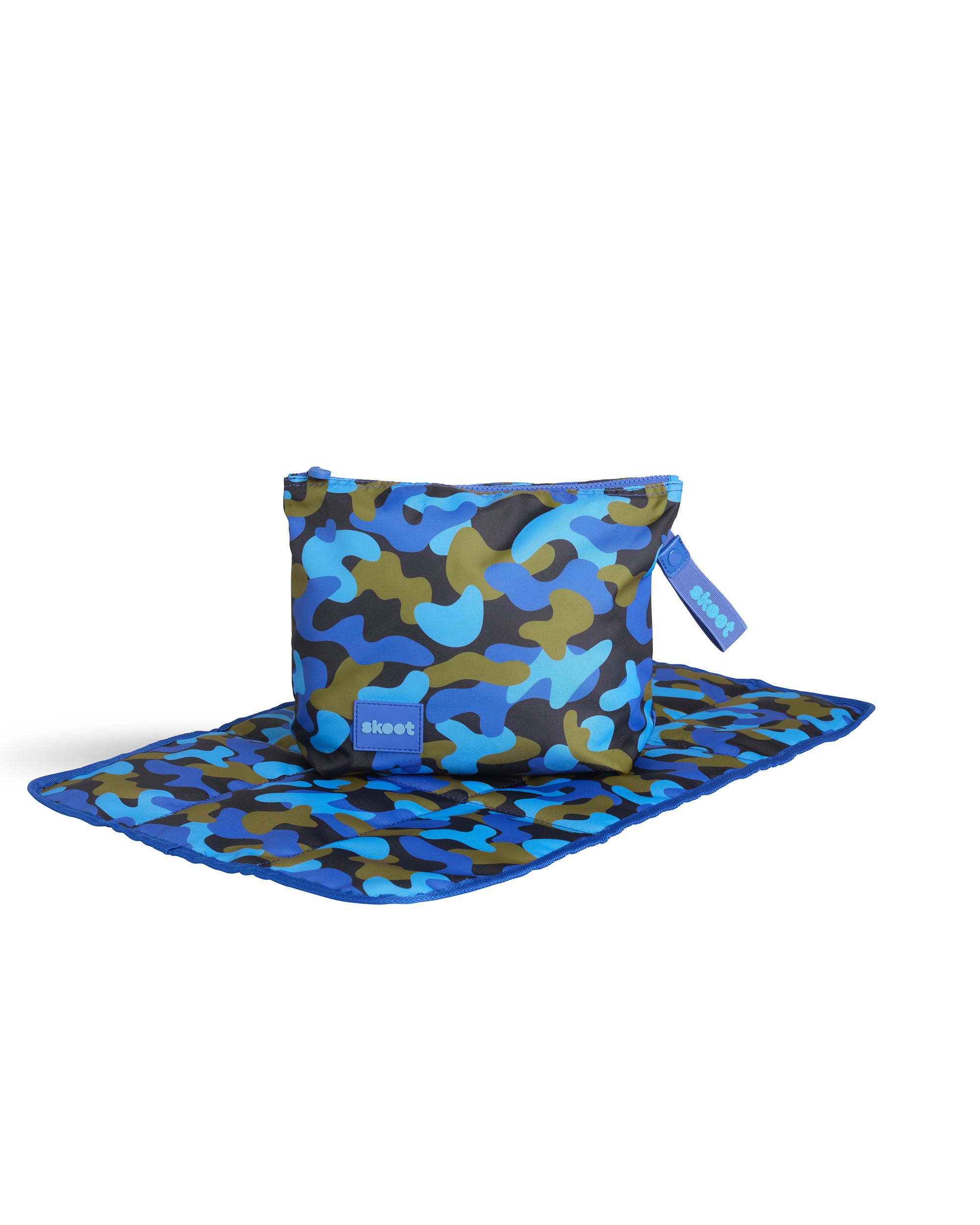 skoot blue camo diaper caddy zip pouch unfolded diaper changing mat