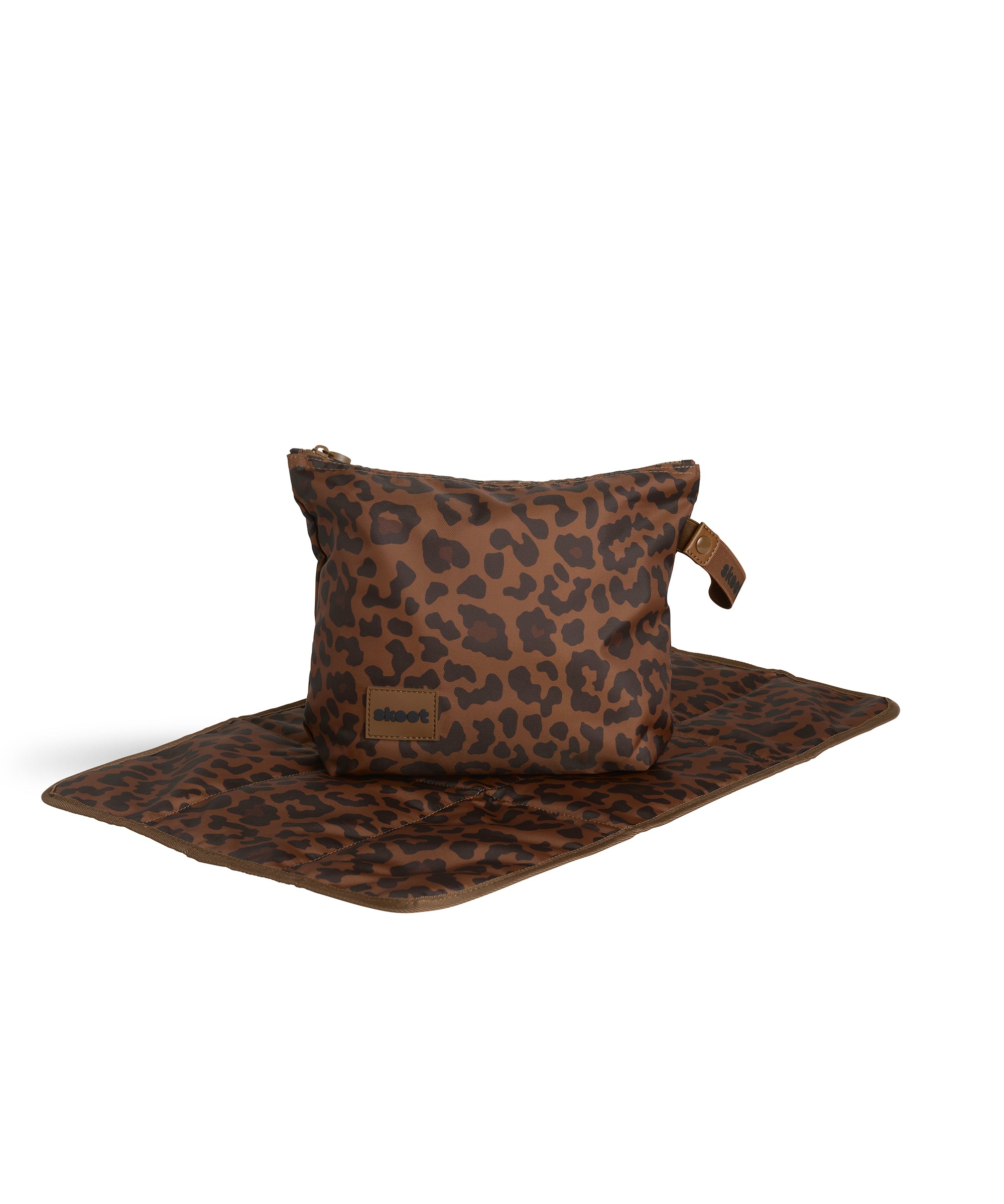 skoot leopard diaper caddy zip pouch unfolded diaper changing mat