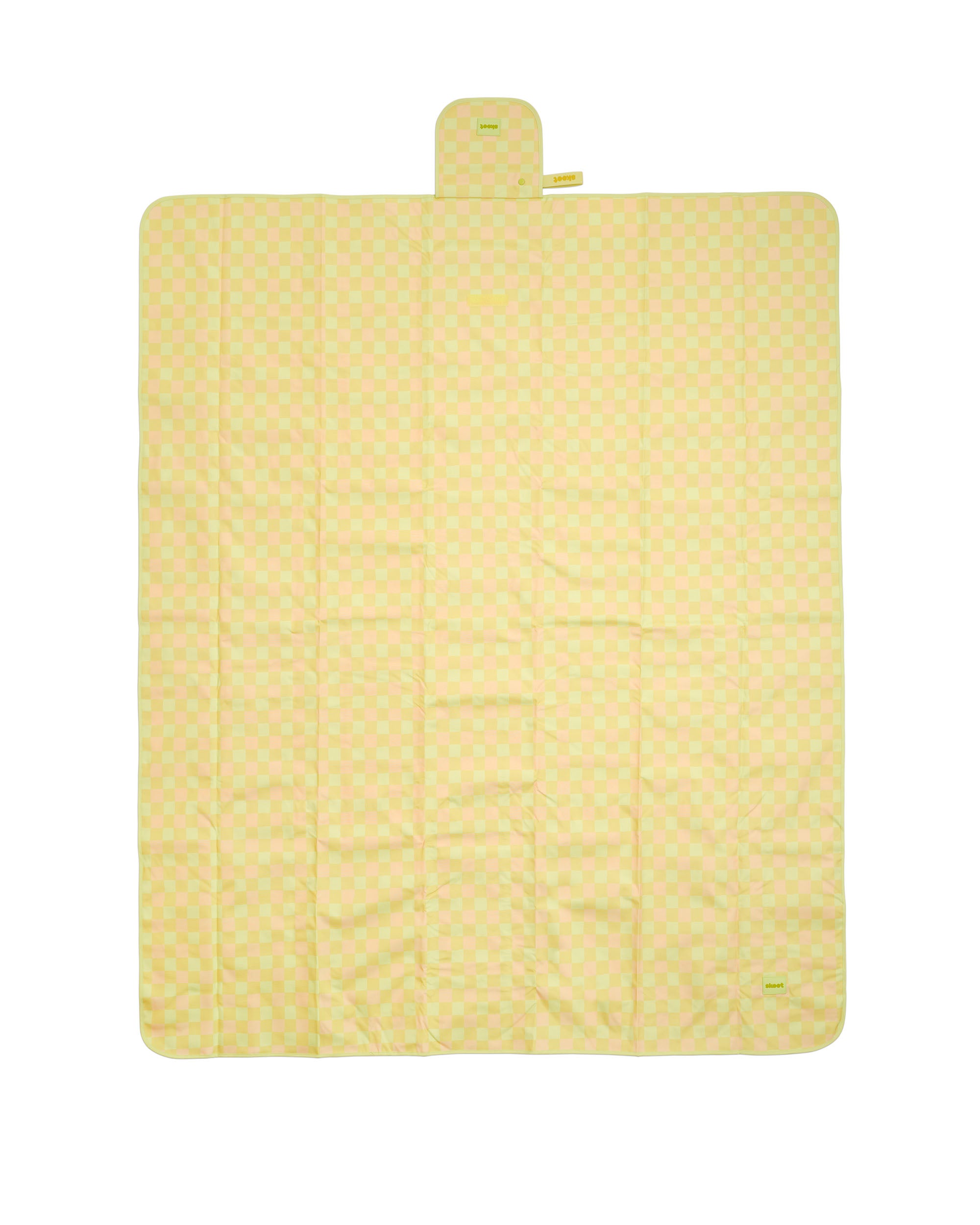 skoot green gingham picnic size mat laying flat