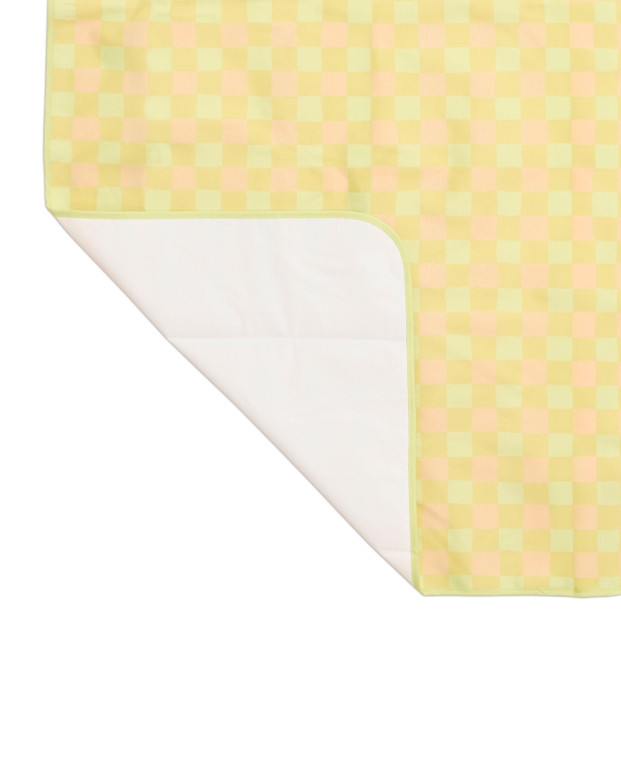 Skoot green gingham snack size mat detail and underside flipped corner