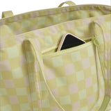skoot green gingham tote back zipper phone pocket