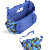 blue camo kids backpack detail