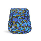 skoot blue camo kids backpack front detachable zip pouch