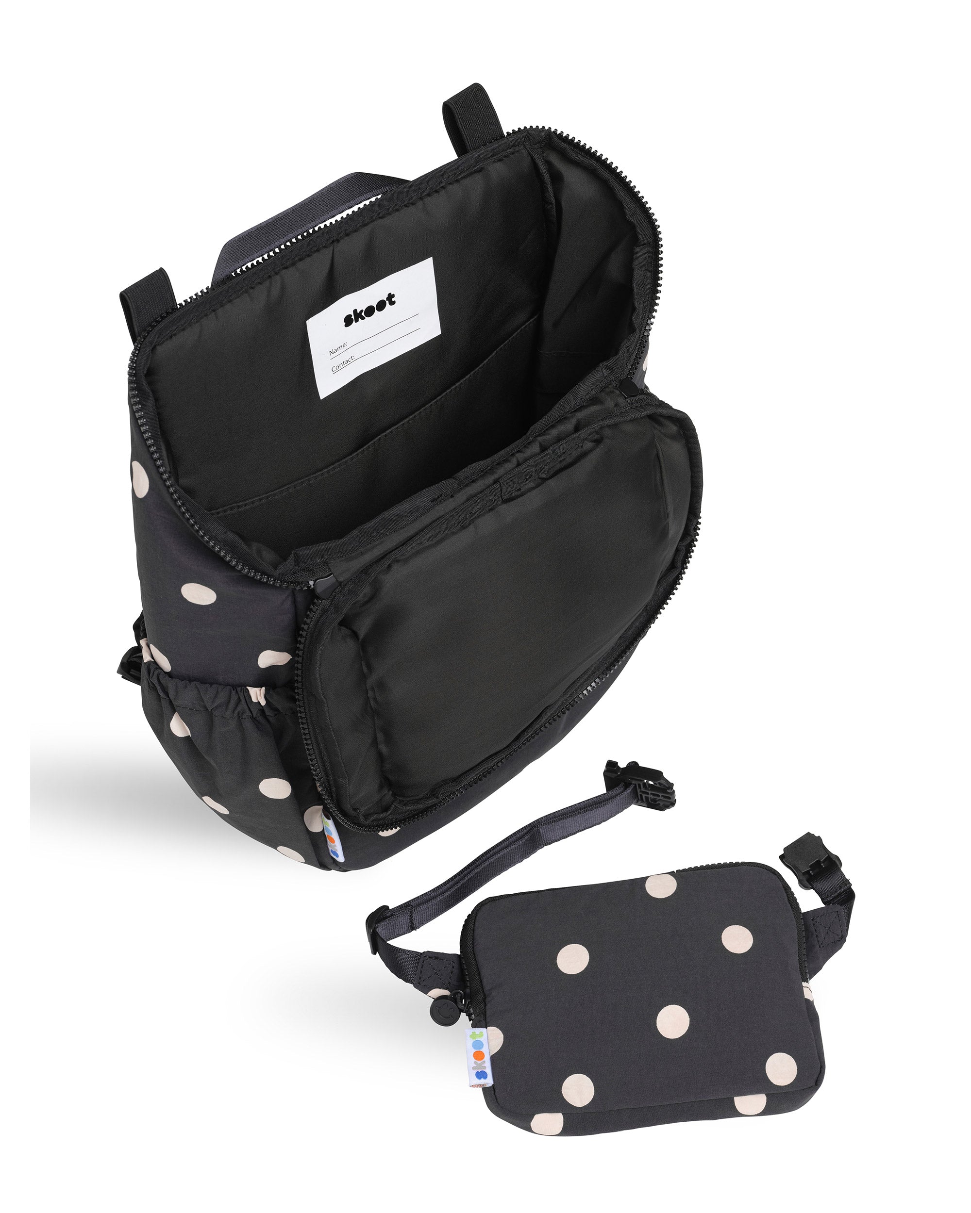 polka dot kids backpack detail