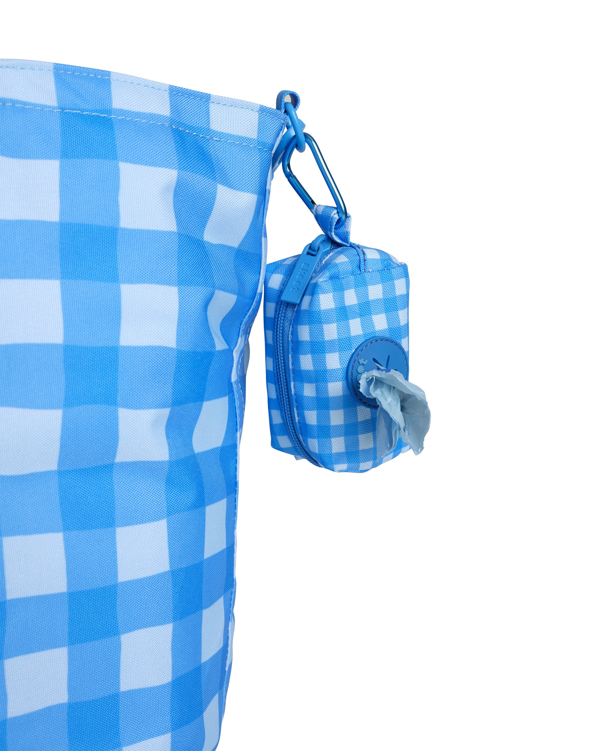 Skoot Mess Mate in Blue Gingham on Tote
