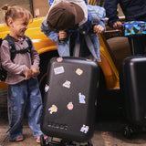 Skoot New York City Stickers on Onyx Luggage