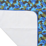 Skoot blue camo picnic size mat detail and underside flipped corner