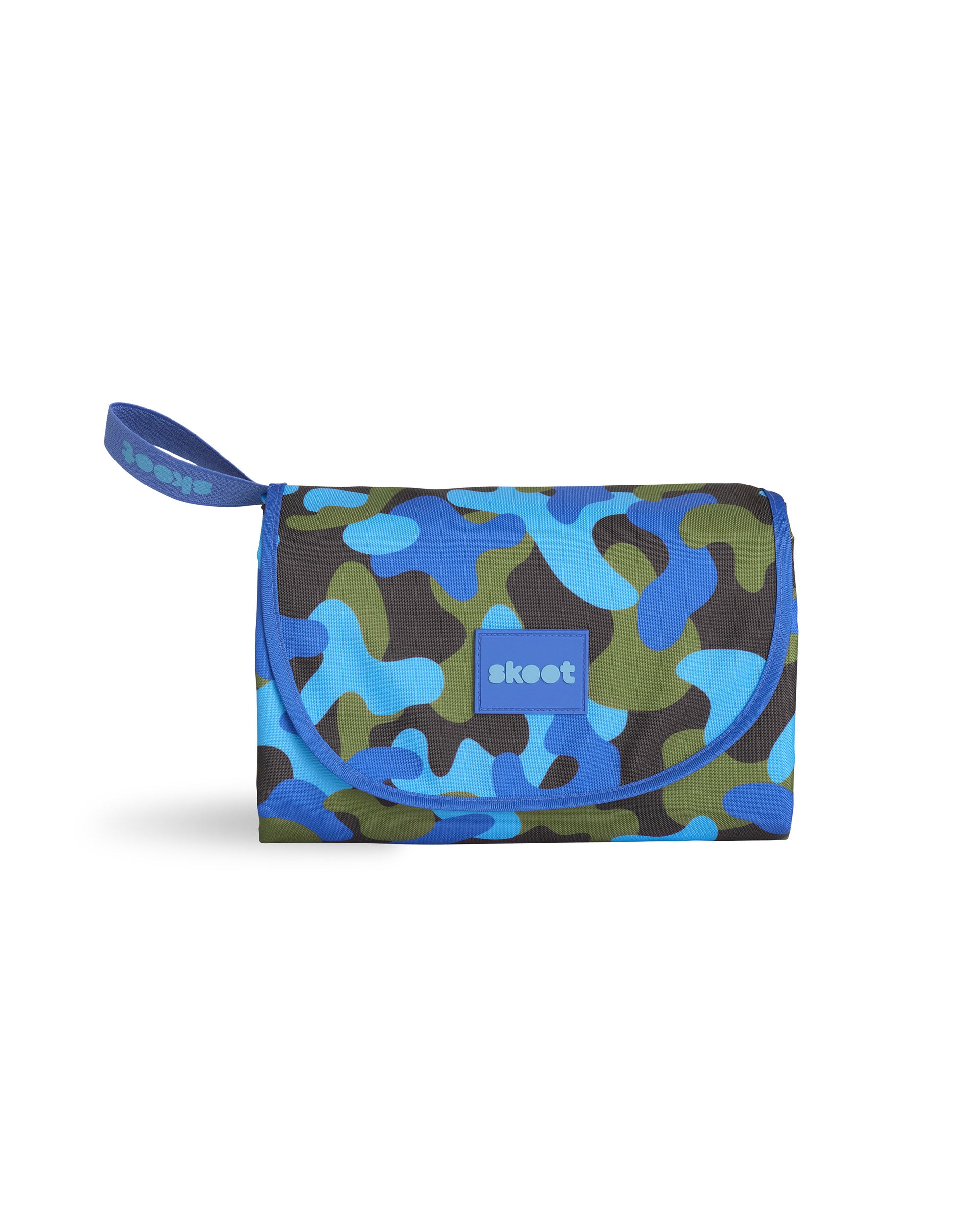 skoot blue camo picnic size mat folded up