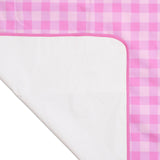 Skoot pink gingham picnic size mat detail and underside flipped corner