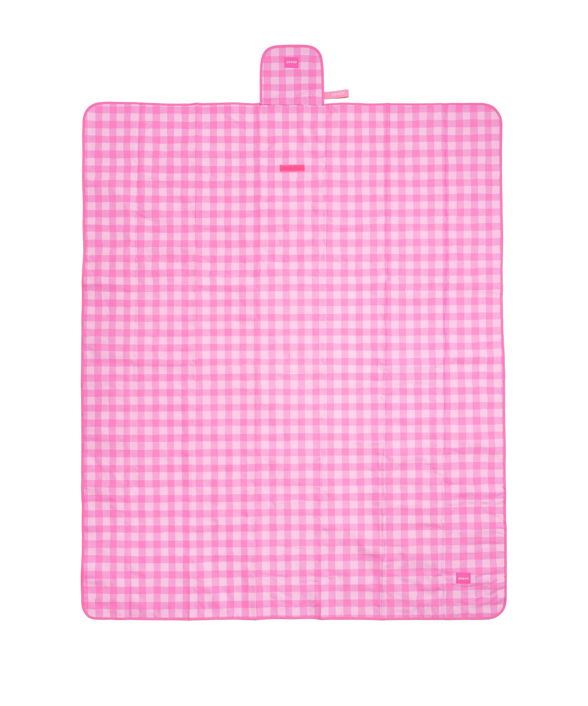 skoot pink gingham picnic size mat laying flat