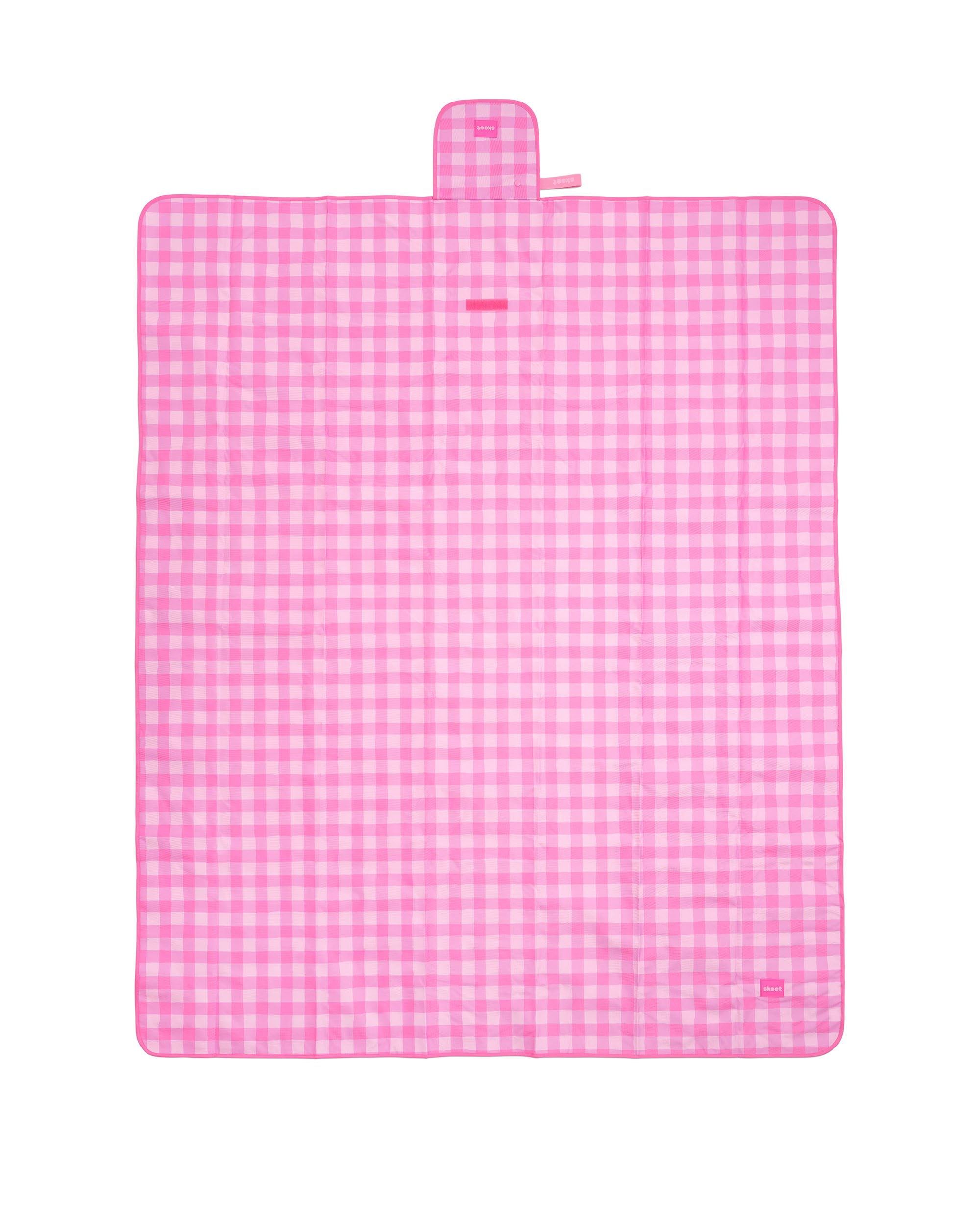 skoot pink gingham picnic size mat laying flat