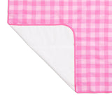 Skoot pink gingham snack size mat detail and underside flipped corner