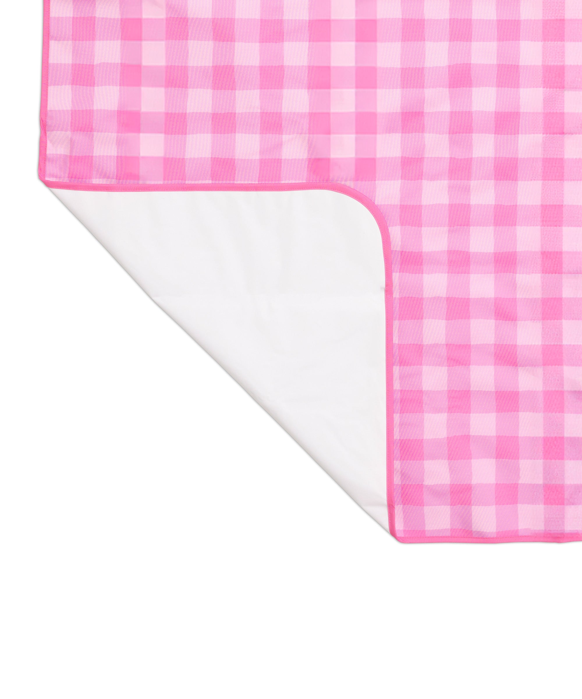 Skoot pink gingham snack size mat detail and underside flipped corner