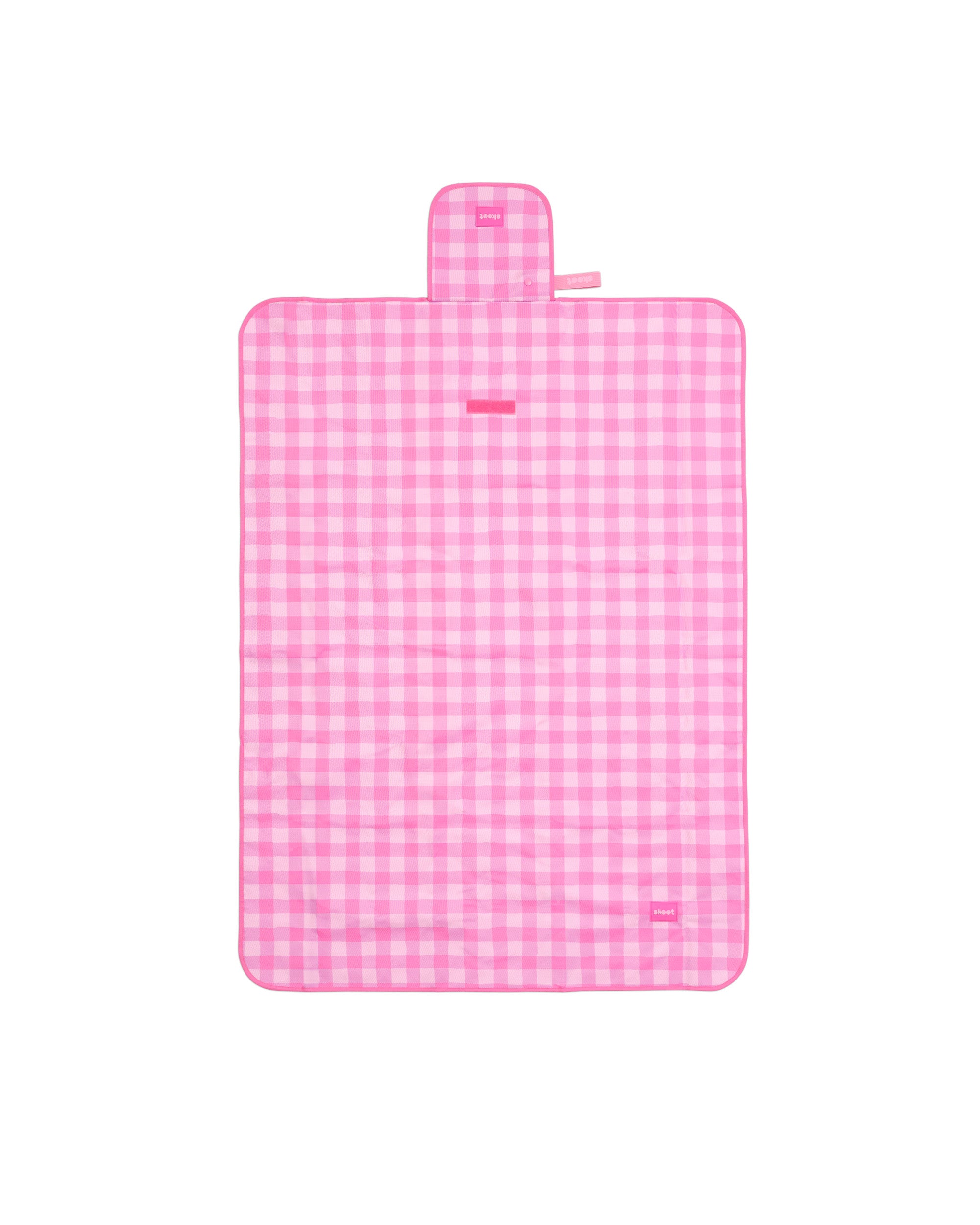skoot pink gingham snack size mat laying flat