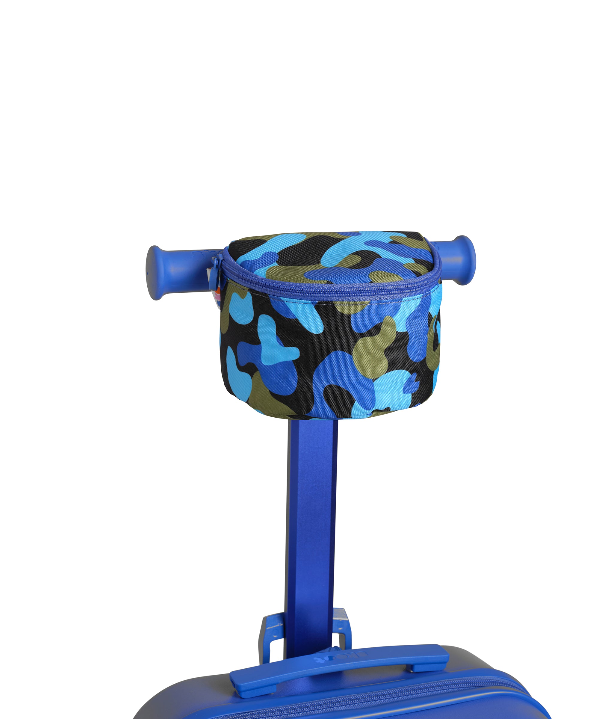 blue camo skootcase scooter zip pouch attachment zipped up