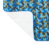 Skoot blue camo snack size mat detail and underside flipped corner