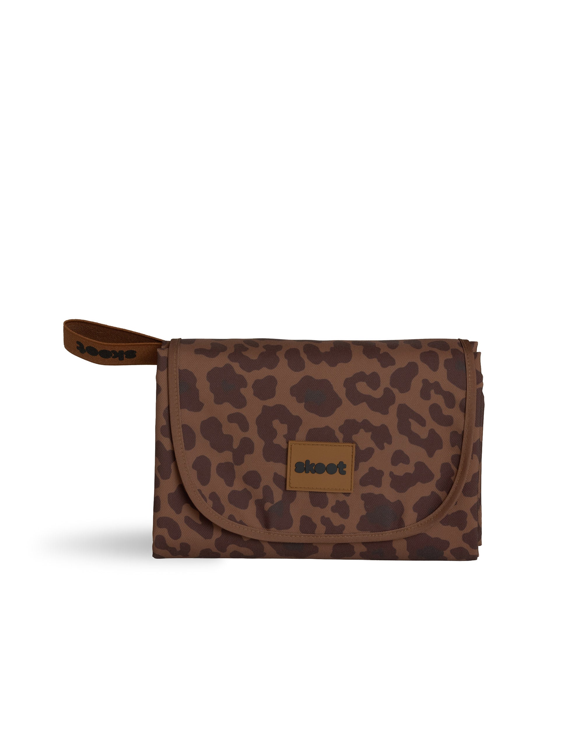 skoot leopard snack size mat folded up