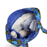 blue camo skoot stroller caddy inside packed compartments