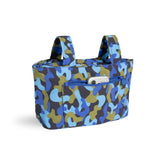 blue camo skoot stroller caddy full front shot unzipped