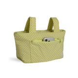 green gingham skoot stroller caddy full front shot unzipped