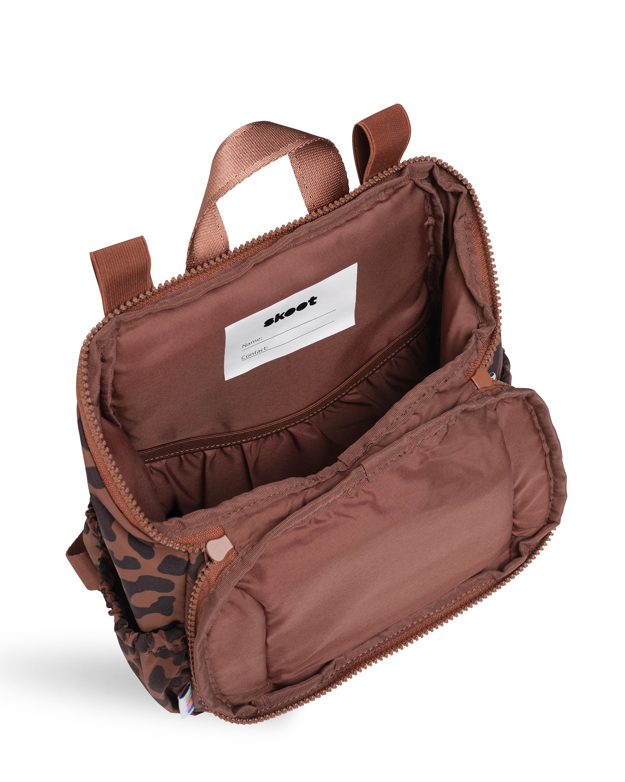 skoot toddler backpack leopard inside detail