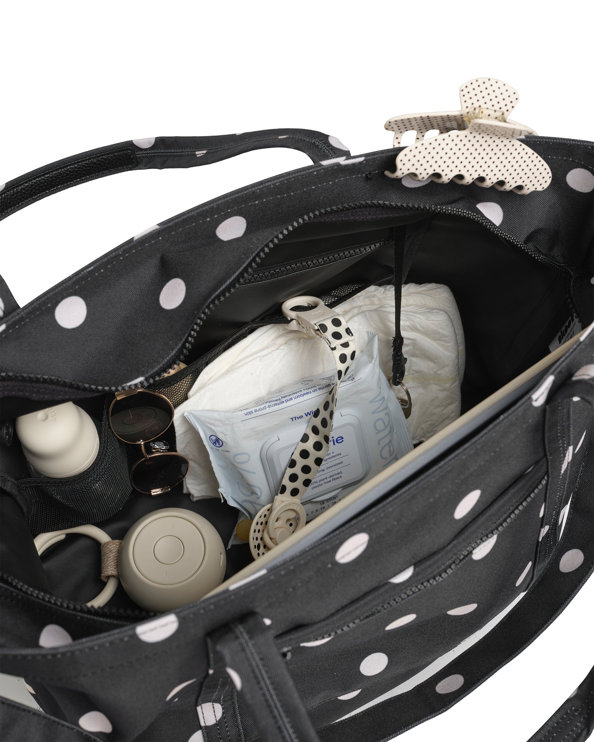 polka dot skoot tote bag inside pockets