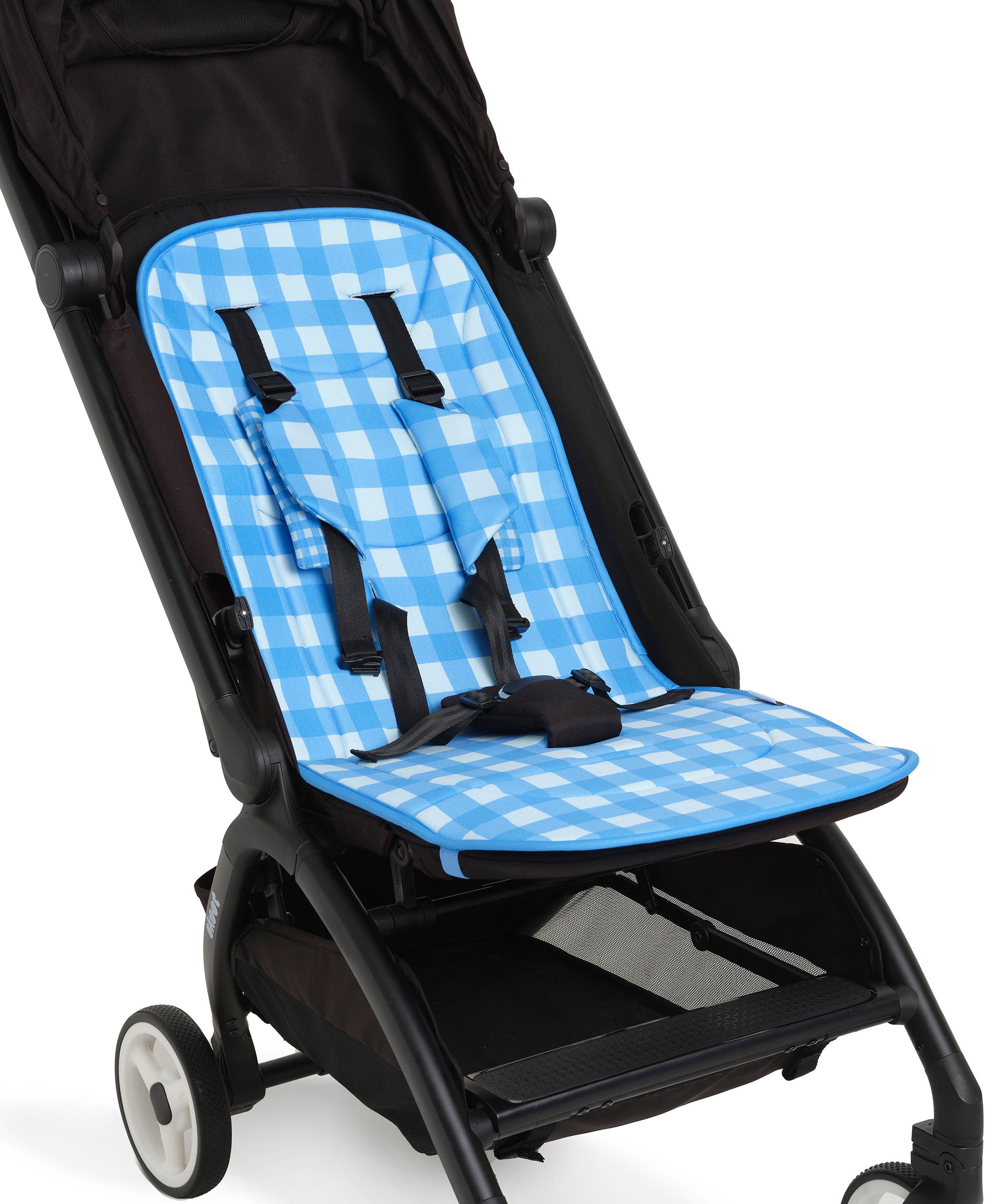 skoot blue gingham stroller liner