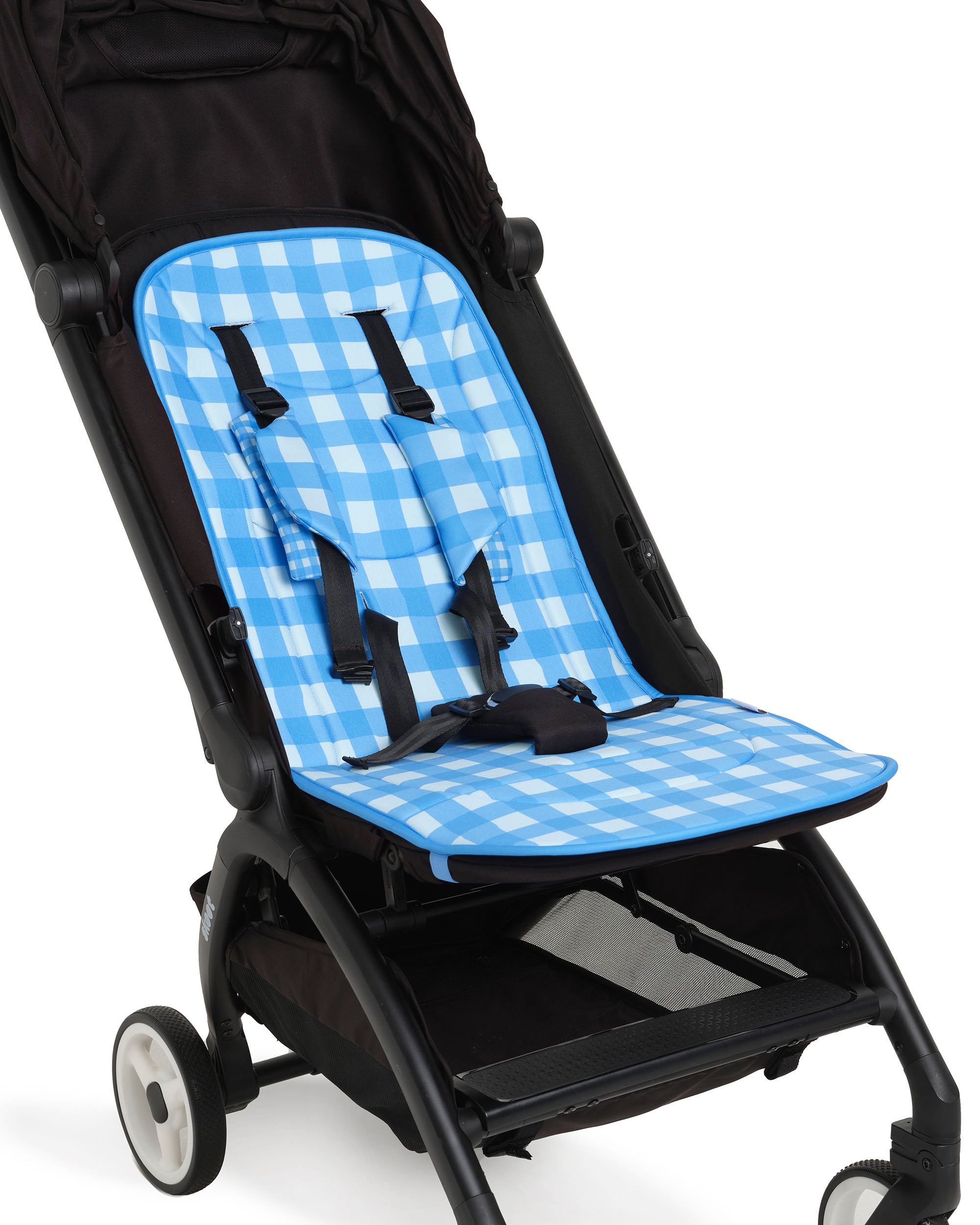 skoot blue gingham stroller liner