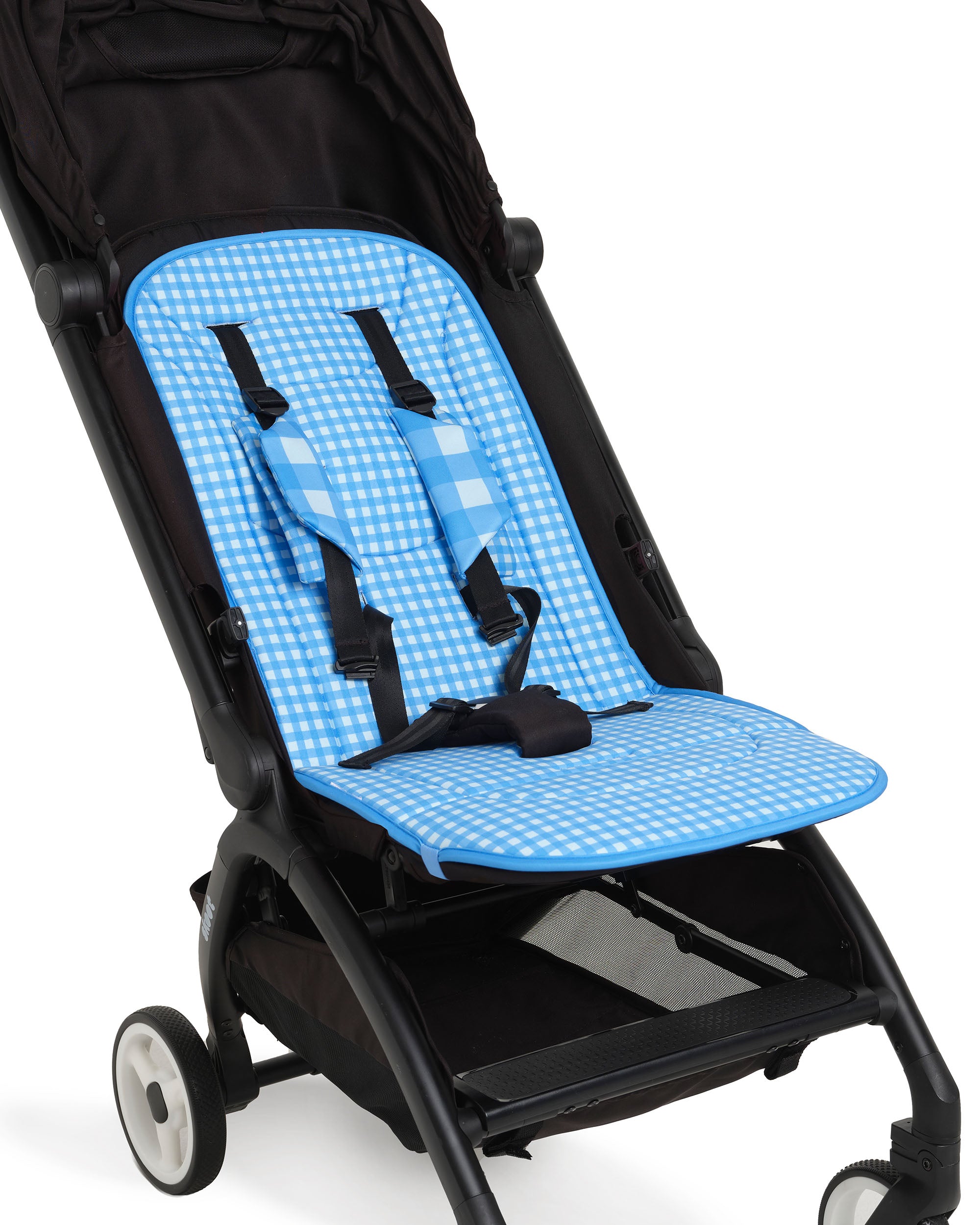 skoot blue gingham stroller liner