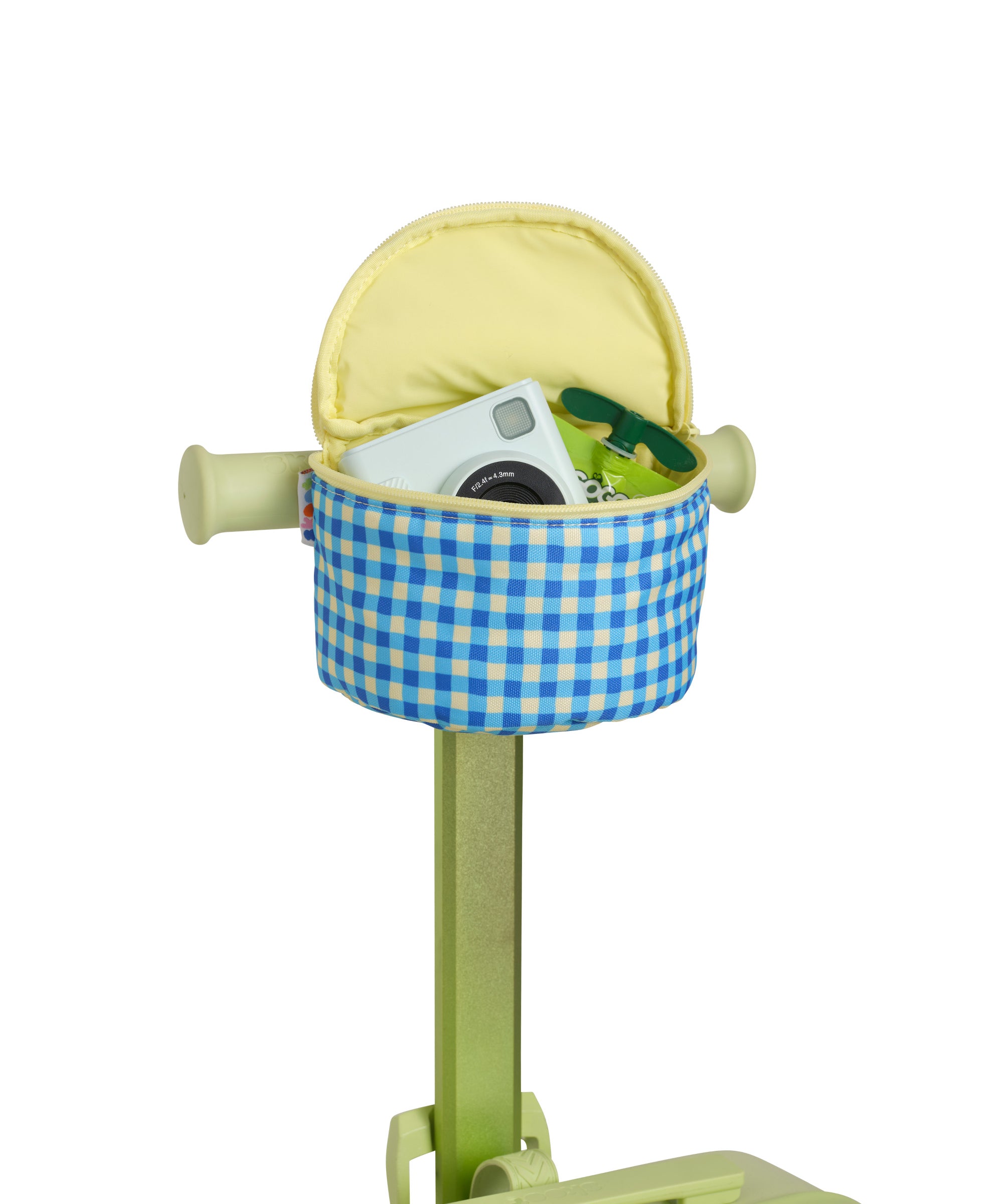 blue green gingham skootcase scooter zip pouch attachment