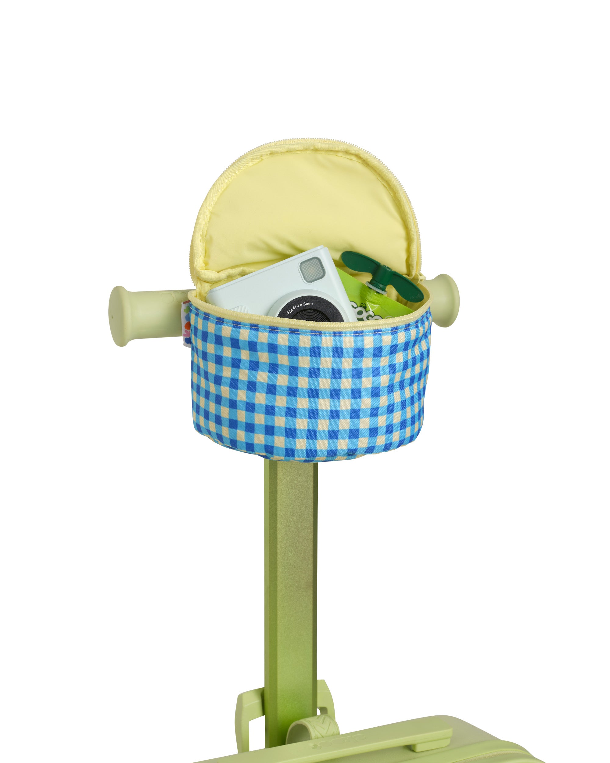 blue green gingham skootcase scooter zip pouch attachment