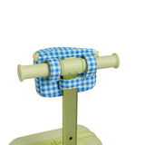 blue green gingham skootcase scooter zip pouch back attachment