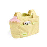 green gingham skoot stroller caddy full front shot unzipped
