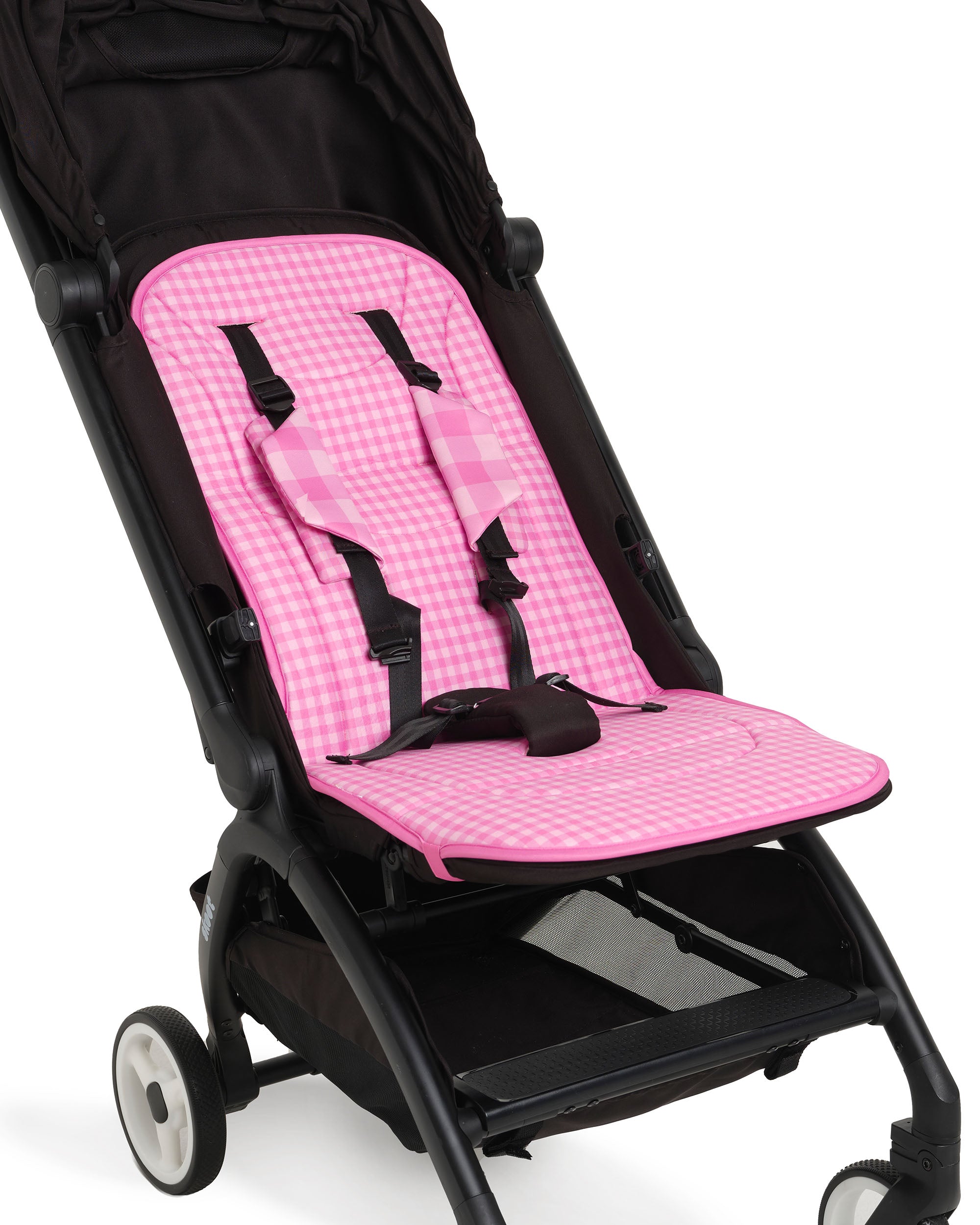 skoot pink gingham stroller liner