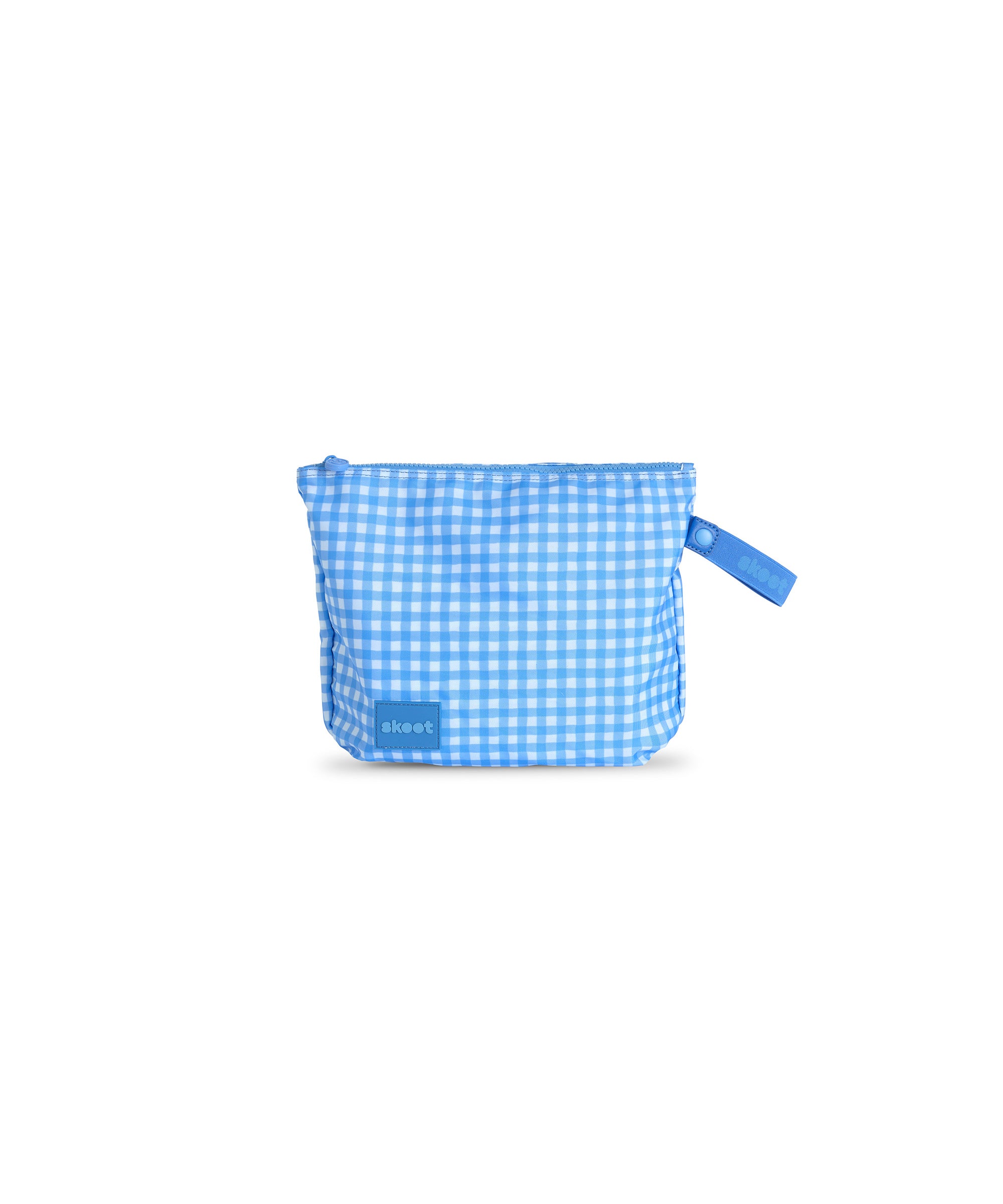 skoot blue gingham diaper caddy zip pouch