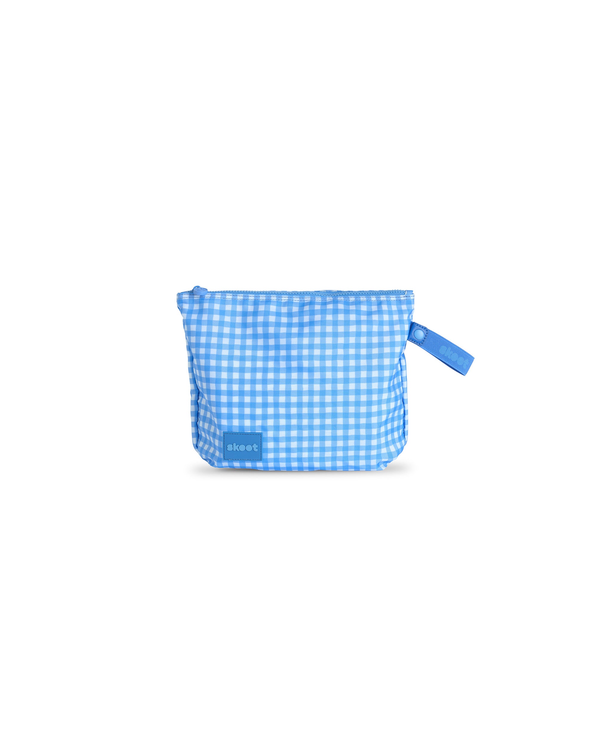 skoot blue gingham diaper caddy zip pouch