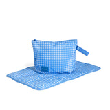 skoot blue gingham diaper caddy zip pouch unfolded diaper changing mat