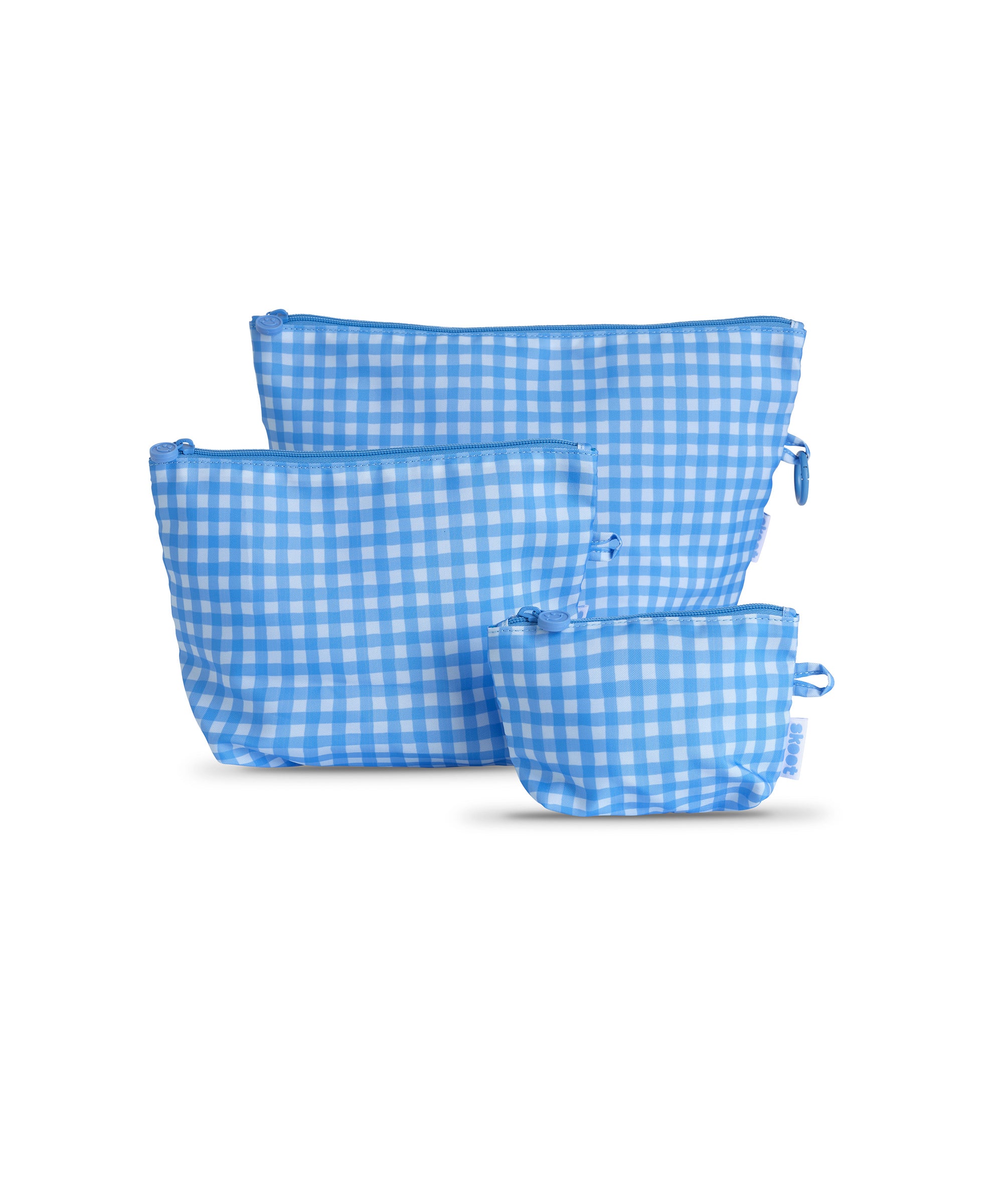 skoot blue gingham grab and go pouch set 3 piece bags