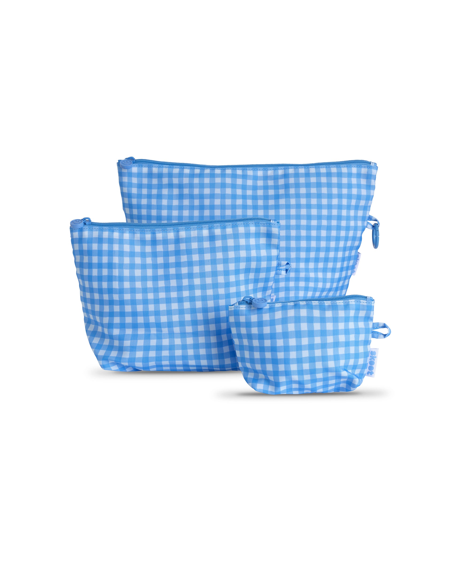 skoot blue gingham grab and go pouch set 3 piece bags