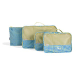 skoot blue green gingham packing cubes group set