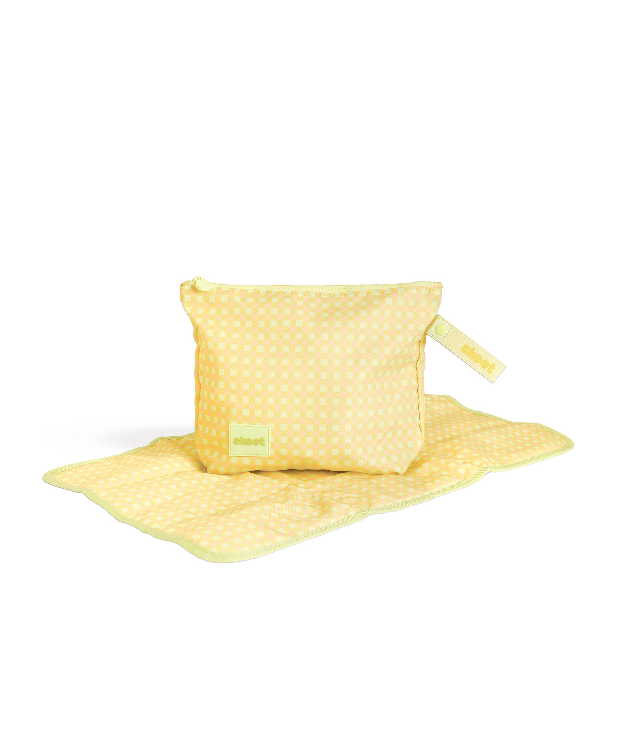 skoot green gingham diaper caddy zip pouch unfolded diaper changing mat