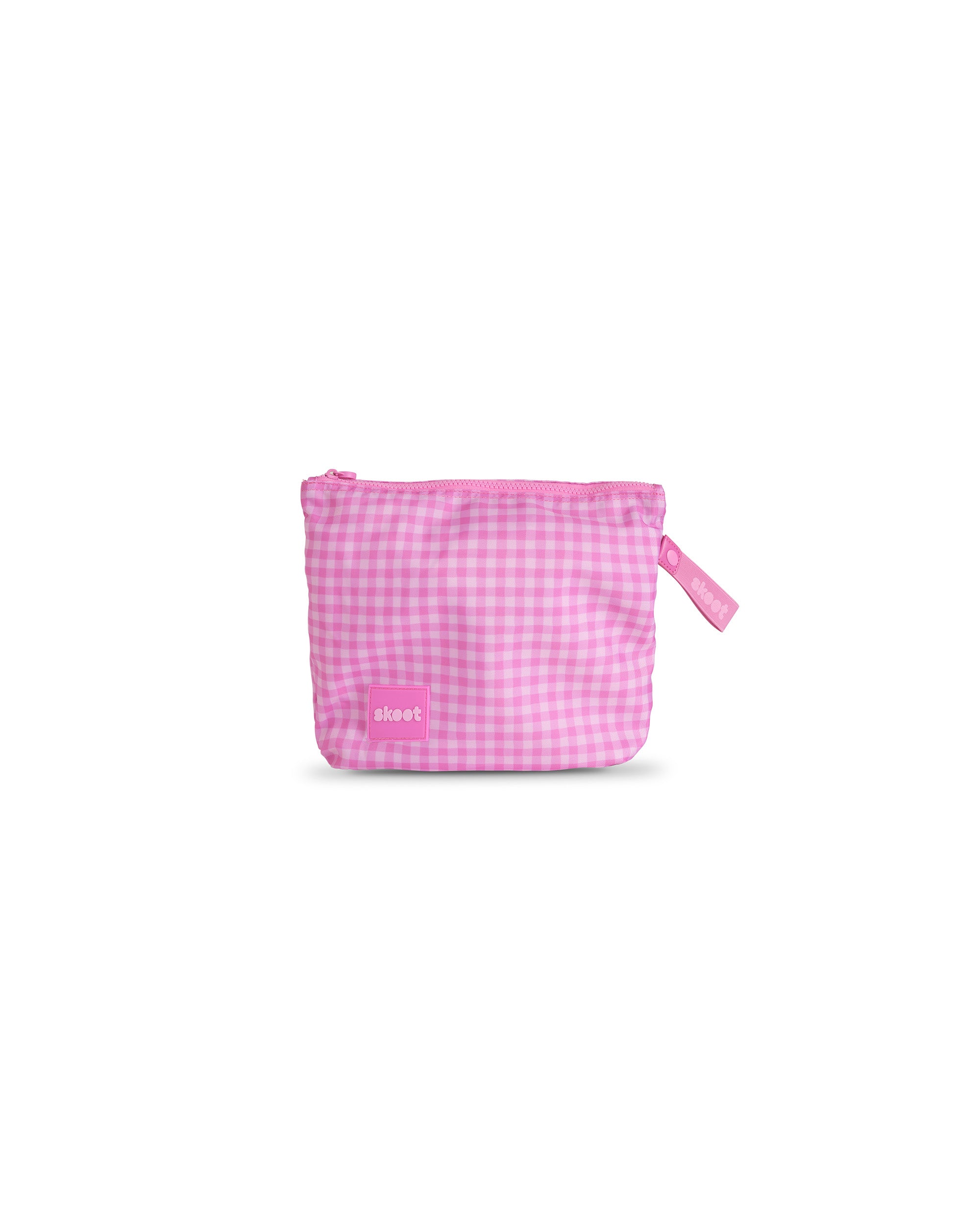 skoot pink gingham diaper caddy zip pouch