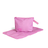 skoot pink gingham diaper caddy zip pouch unfolded diaper changing mat