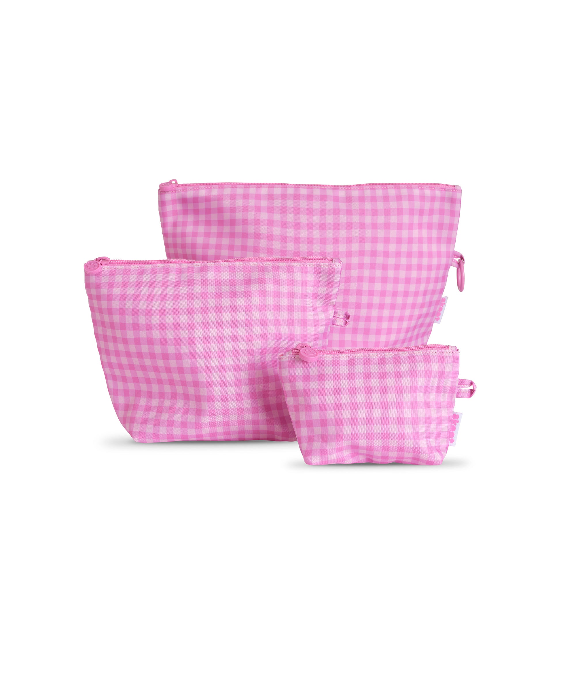 skoot pink gingham grab and go pouch set 3 piece bags