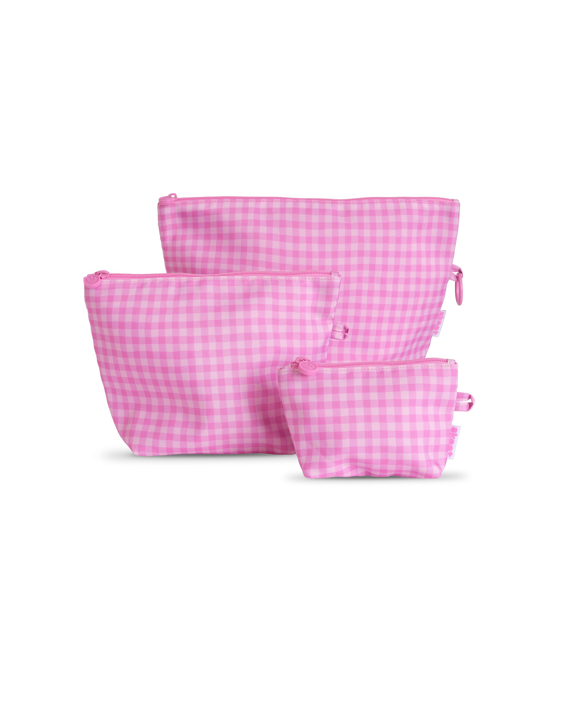 skoot pink gingham grab and go pouch set 3 piece bags